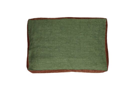 Borders green linen cushion