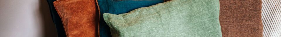 Material Details Borders green linen cushion