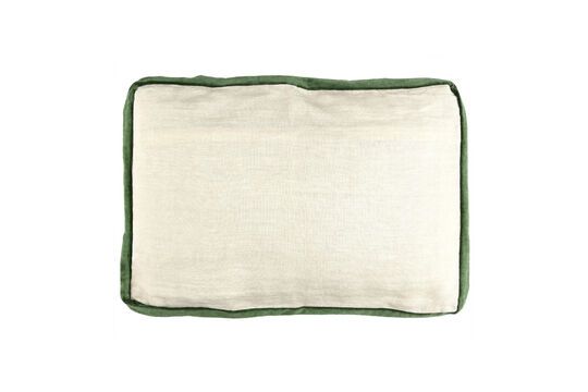 Borders white and green linen cushion