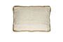 Miniature Borders white linen and camel cushion Clipped