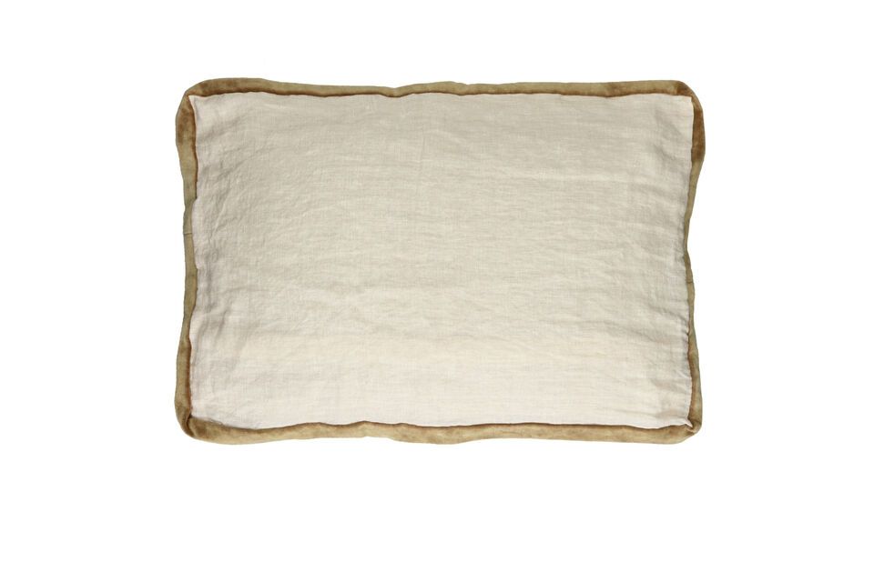 Borders white linen and camel cushion Pomax