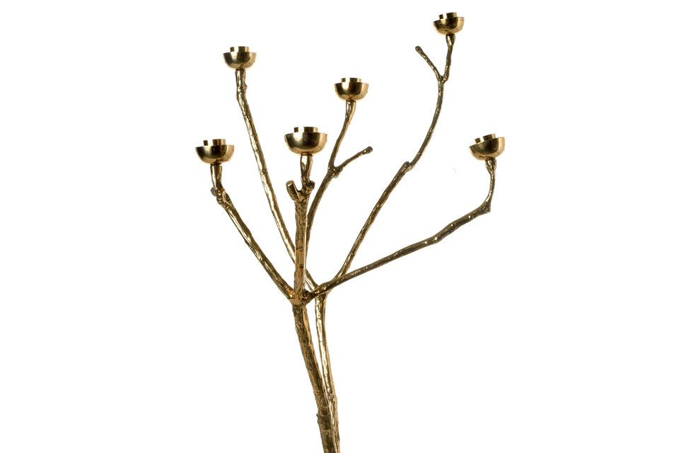 Bougeoir en laiton doré, en forme de branche d'arbre, design