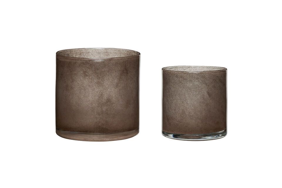 Bougeoir en verre marron Akin Hübsch