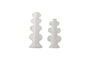 Miniature Bougeoir lot de 2 en grès blanc Cason Détouré