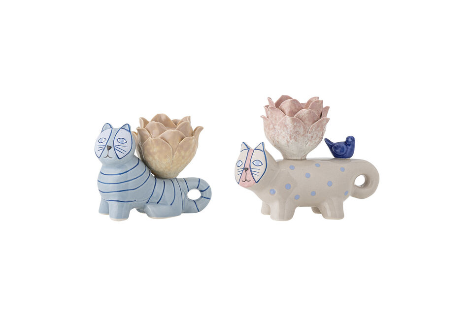 Bougeoir Lot de 2 en Grès Multicolore Missy Bloomingville