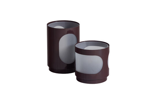 Bougeoirs Lot de 2 Métal et Verre Marron Tavo