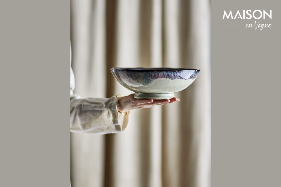 The Imogen Bowl by Bloomingville is made of stoneware with a beautiful reactive glaze that creates a