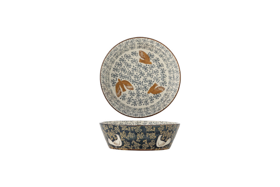 Bowl D28xH9 cm Blue Stoneware Hezha Bloomingville