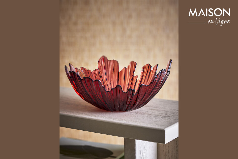 The Aila Bowl by Bloomingville is a decorative bowl in red glass with a spray colored finish