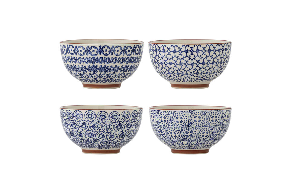 Bowls set of 4 blue stoneware Karine Bloomingville
