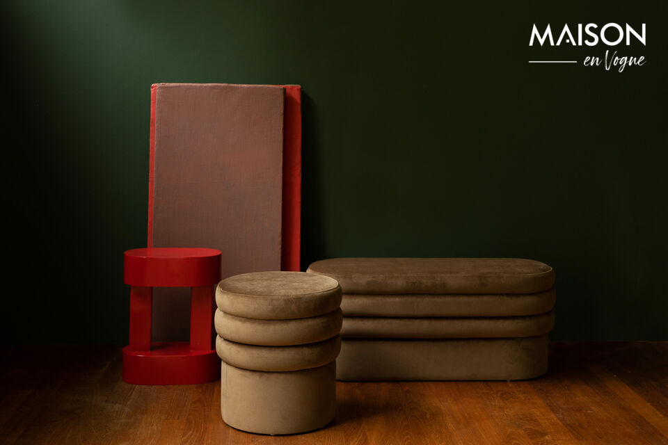 Brown fabric bench Aditi DutchBone