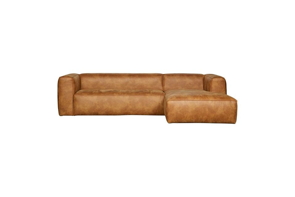 Brown leather right-corner sofa Bean Woood
