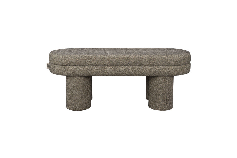 Brown mottled fabric bench with cylindrical legs Fern DutchBone