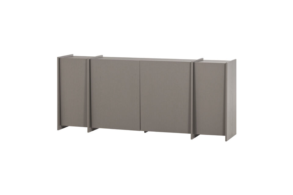 Buffet 200 cm placage frêne Gris chaud BROCK Woood