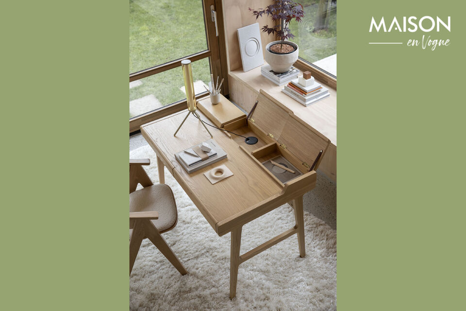 Bureau en bois beige Kaat - 8