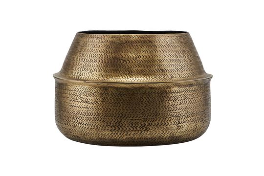 Cache-pot en aluminium finition laiton doré Rattan