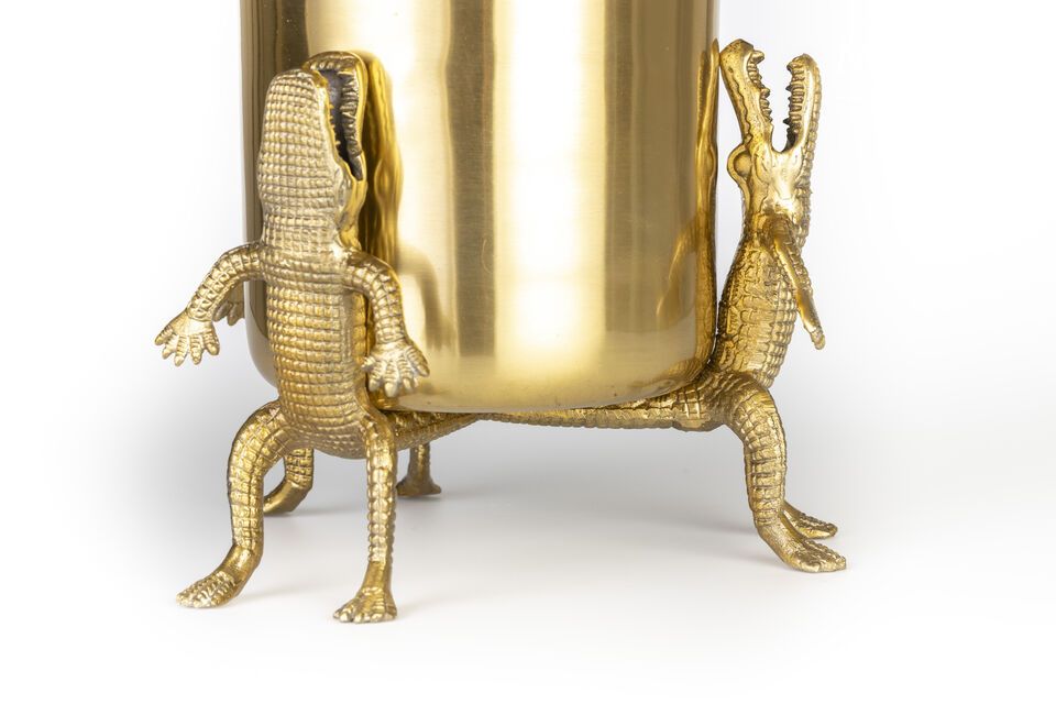 Cache-pot en aluminium recyclé doré Crocodiles M - 5