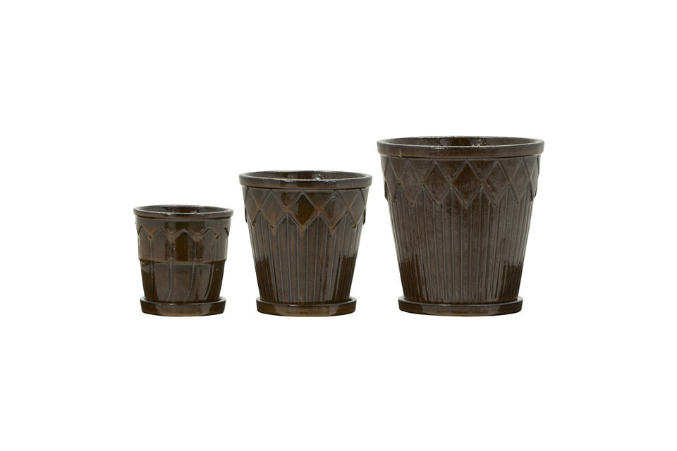 Cache-pot Lot de 3 Terre cuite Marron HDCora House Doctor
