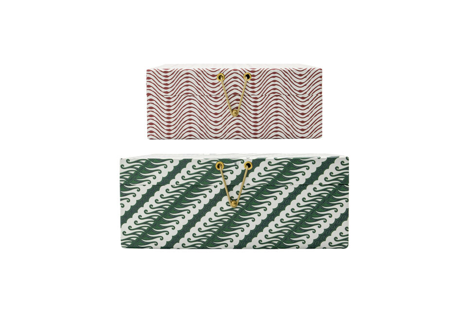 Cajas de almacenaje set de 2 cartón rojo y verde HDKeep House Doctor