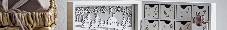 Mise en avant matière Calendrier de l'Avent lumineux 20x29 cm en contreplaqué blanc Elimar