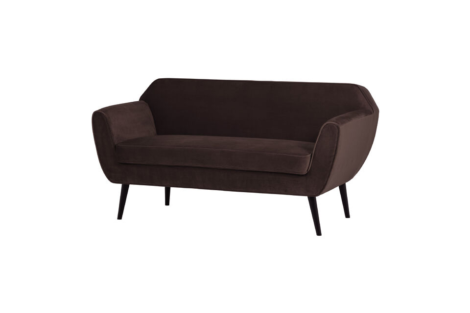 Canapé 2 places 150 cm Velours Brun Foncé ROCCO Woood