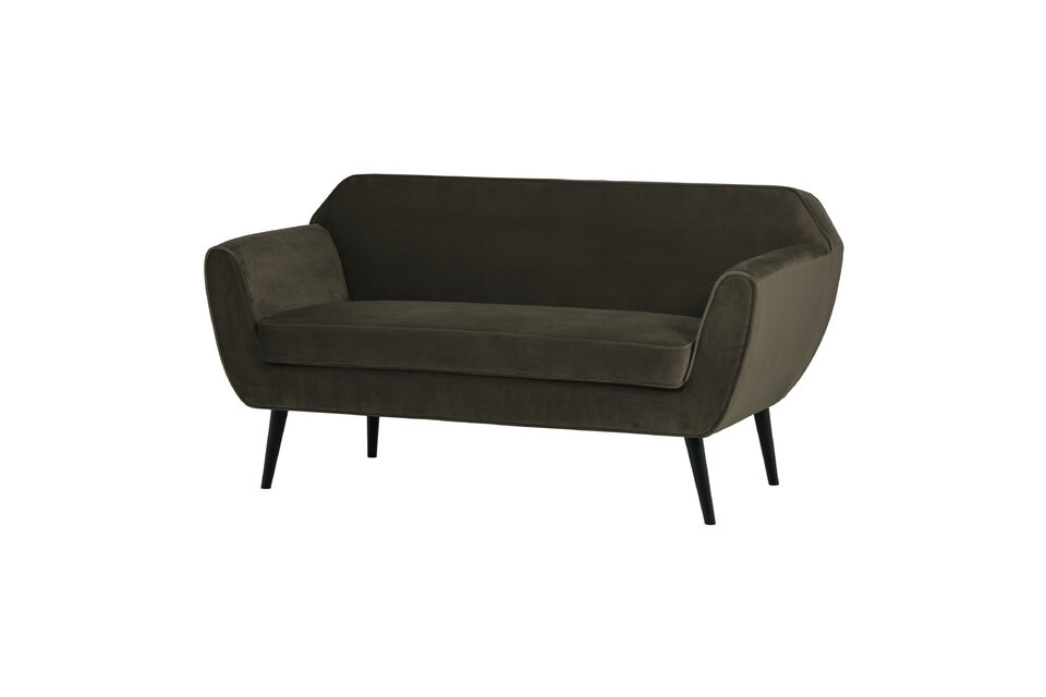 Canapé 2 places 150 cm Velours Vert Chaud ROCCO Woood
