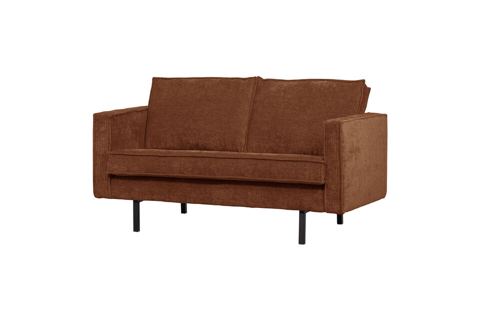 Canapé 2 places en tissu côtelé brun rouille Rodeo Woood