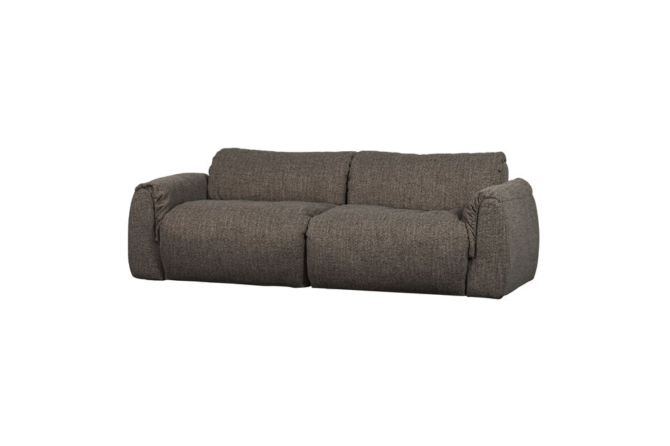 Canapé 2 places tissu tissé gris chaud mélangé Baggy Woood