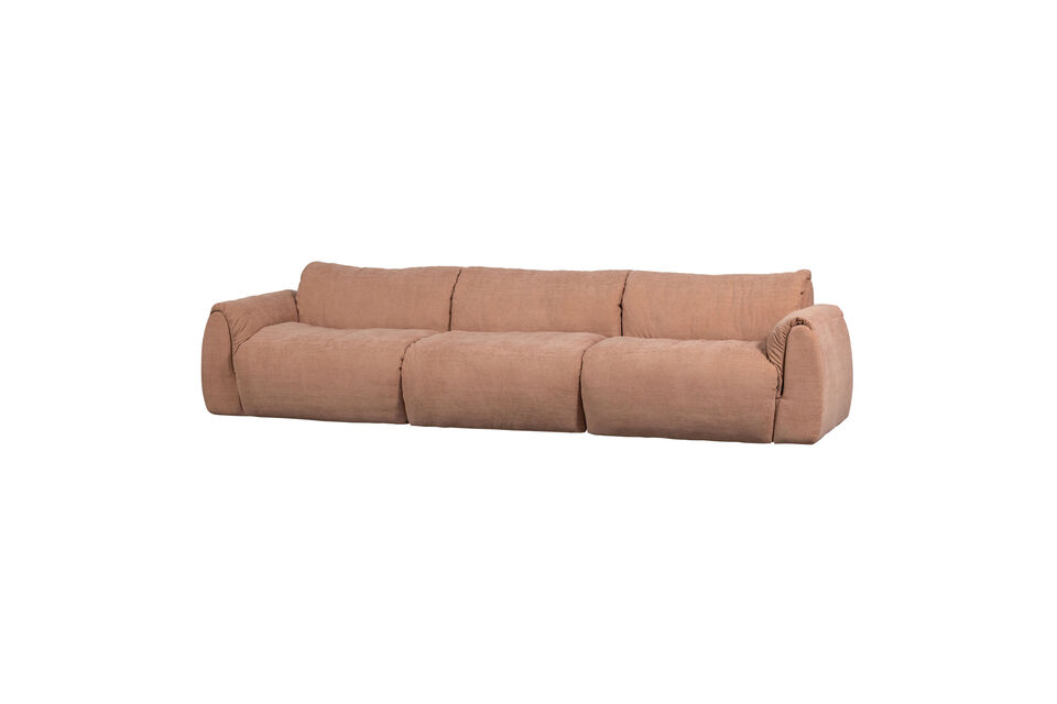 Canapé 3 places chenille tissée vieux rose Baggy Woood