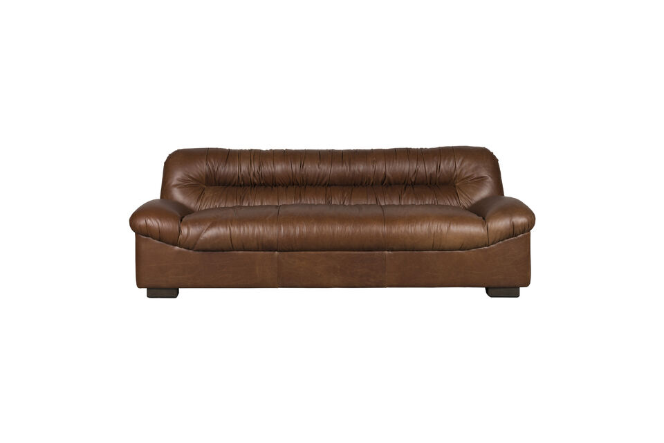 Canapé 3 places en cuir marron foncé Douglas DutchBone