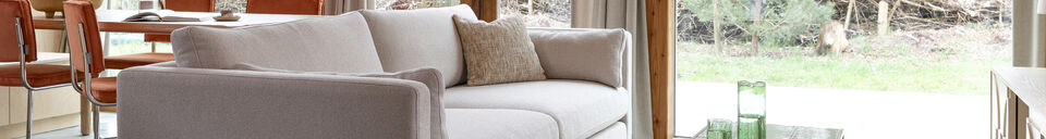 Mise en avant matière Canapé 3 places en tissu beige et chêne Blossom