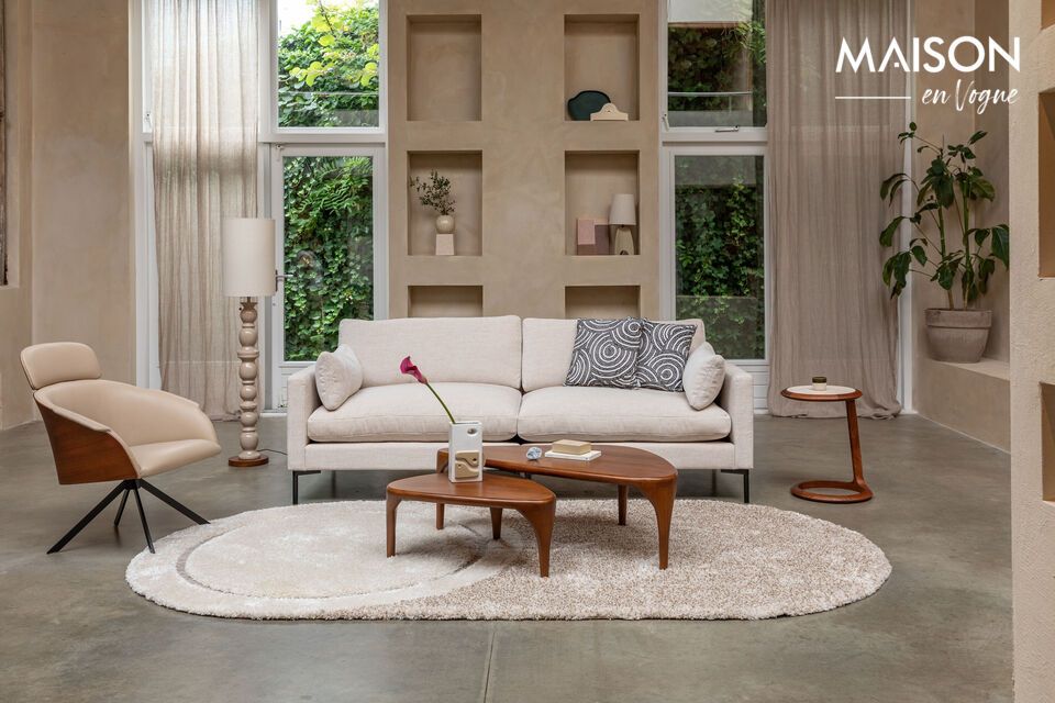 Invitez le soleil dans votre intérieur avec le canapé 3 places en tissu crème Summer
