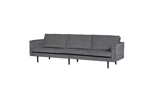 Canapé 3 places tissu rayé noir et gris Rodeo