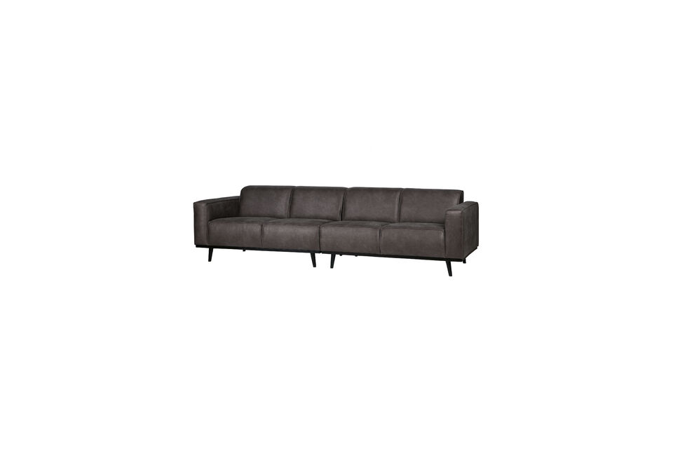 Canapé 4 places 280 cm Éco-cuir Gris foncé STATEMENT Woood