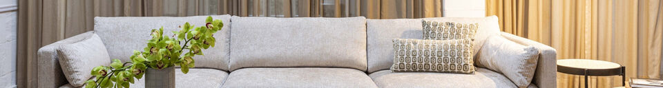 Mise en avant matière Canapé 5 places en tissu beige Blossom