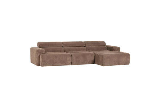 Canapé chaise longue droit tissu côtelé taupe NOVI Détouré