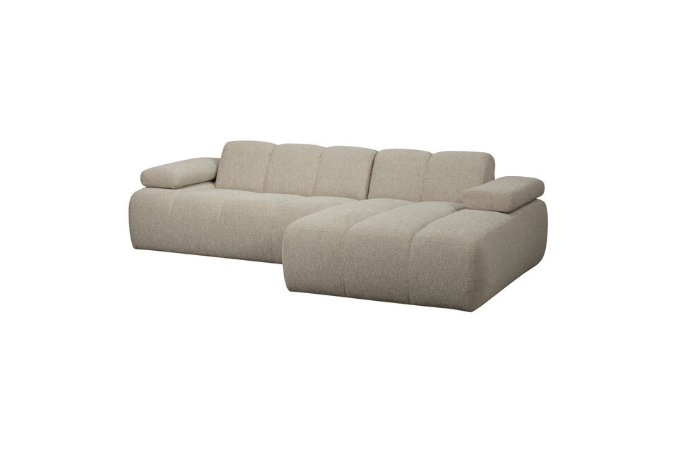 Canapé chaise longue droite bouclé beige mélange Mojo Woood