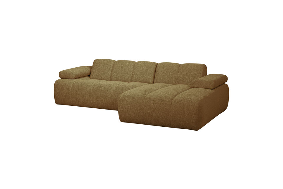 Canapé chaise longue droite bouclé jaune/brun chiné Mojo Woood