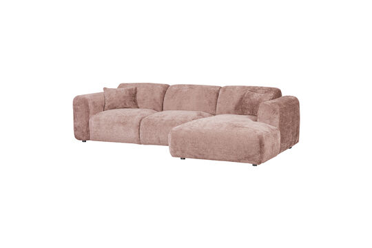 Canapé chaise longue droite chenille taupe/rose CLOUD