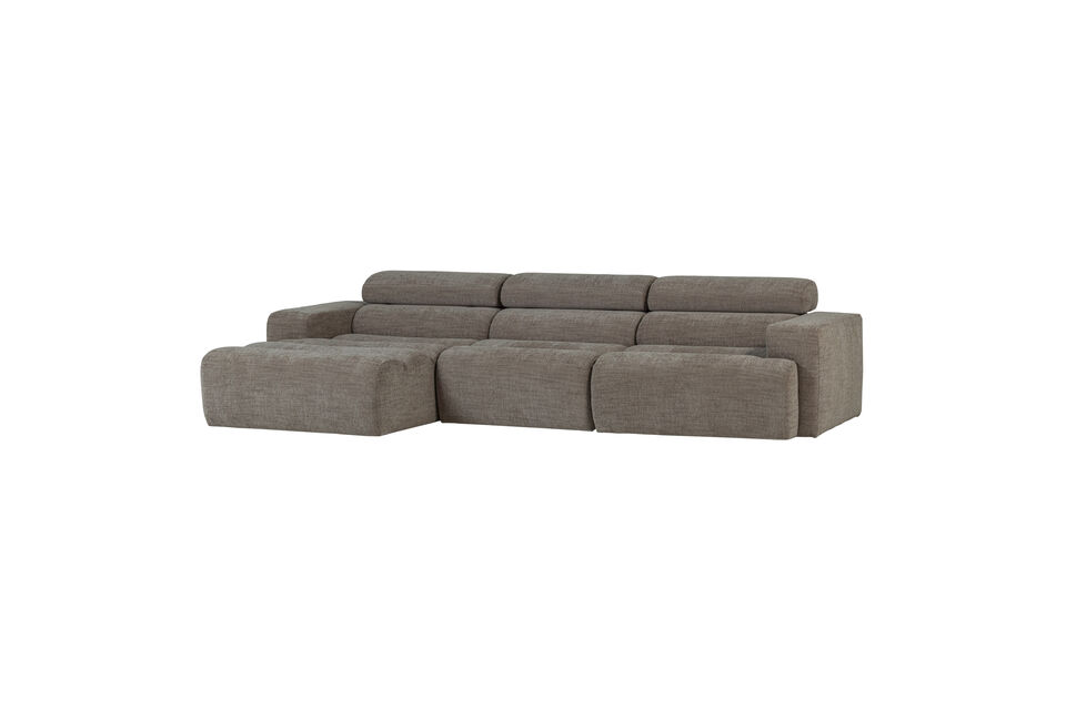 Canapé chaise longue gauche gris chiné Novi Woood