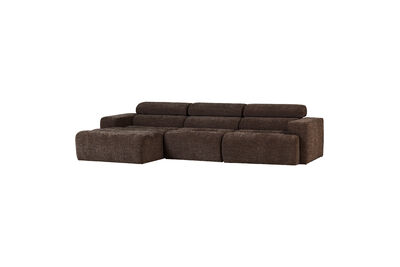 Canapé chaise longue gauche marron foncé mélangé NOVI