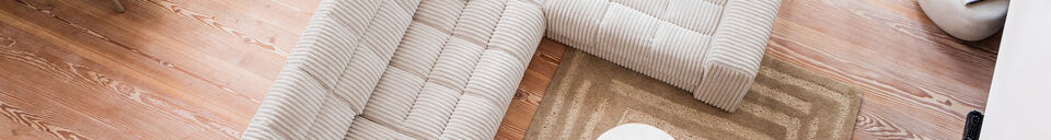 Mise en avant matière Canapé d'angle à droite en tissu côtelé naturel Second Date