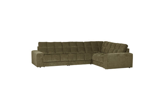 Canapé d'angle à droite tissu vintage vert SECOND DATE