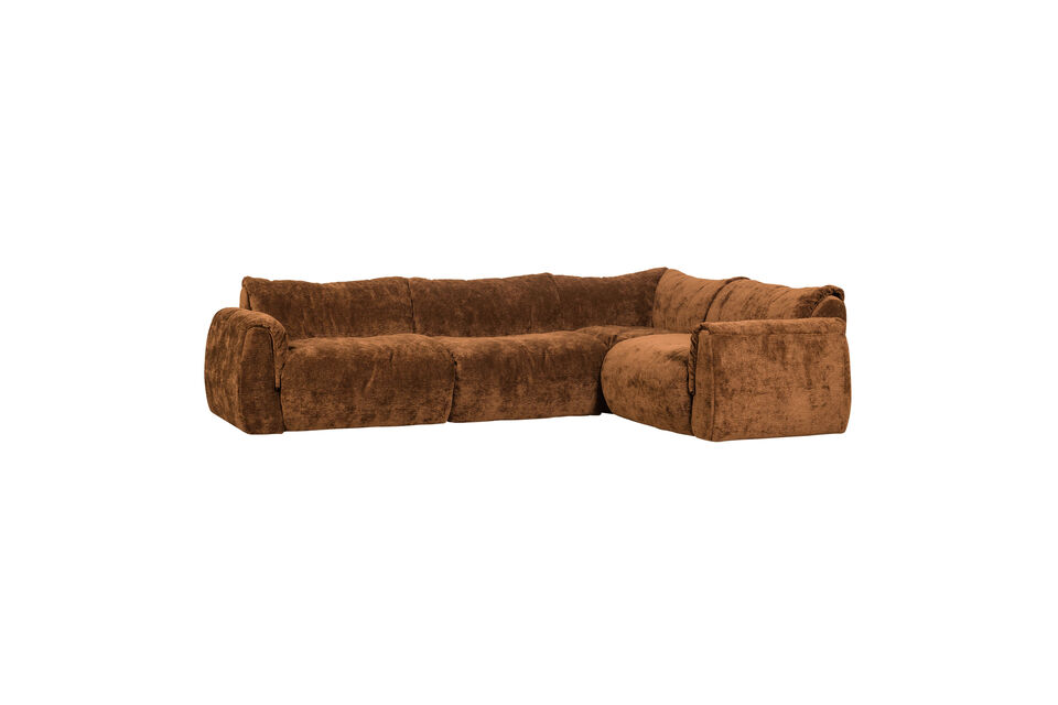 Canapé d'angle droit en chenille 3D brun moyen BAGGY Woood