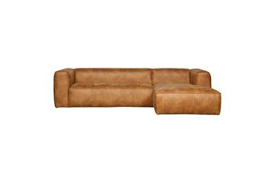 Canapé d'angle droit en cuir marron Bean