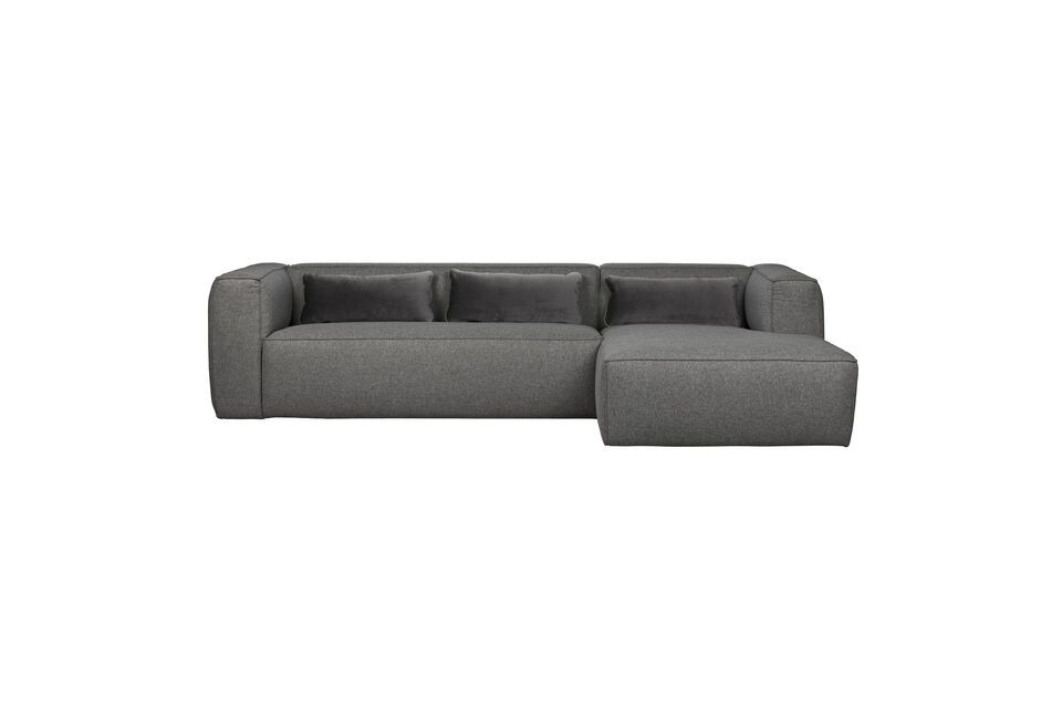 Le canapé 5 places d\'angle droit en tissu gris Bean offre une très large surface d\'assise