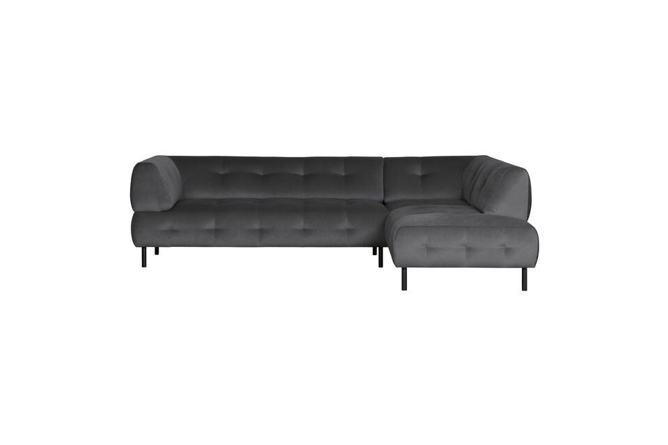 Canapé d'angle droit en velours gris foncé, confort et design
