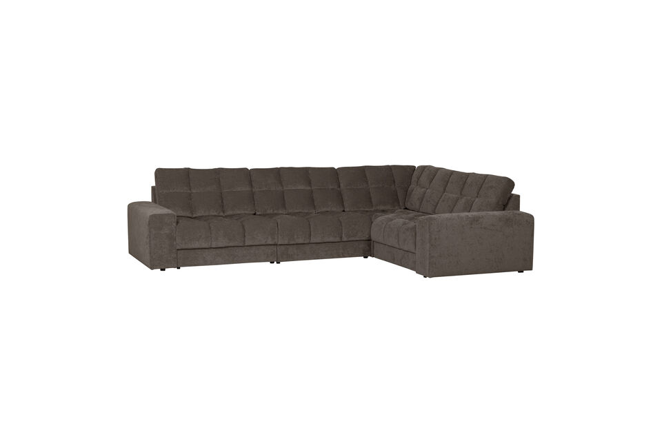 Canapé d'angle droit tissu vintage gris chaud Second Date Woood