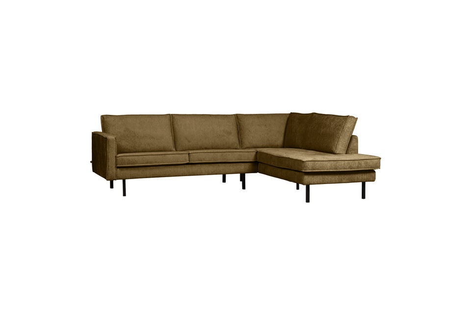 Canapé d'angle droit velours texturé laiton Rodeo Woood