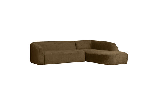 Canapé d'angle droit velours texturé laiton Sloping Détouré